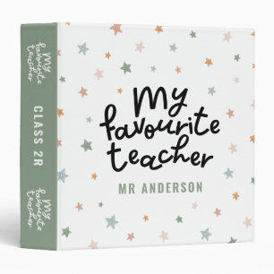Modern colorful favourite teacher star gift 3 ring binder