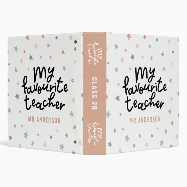 Modern colorful favourite teacher star gift 3 ring binder (Background)