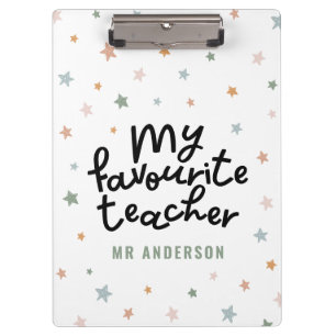 Modern colorful favourite teacher star gift clipboard