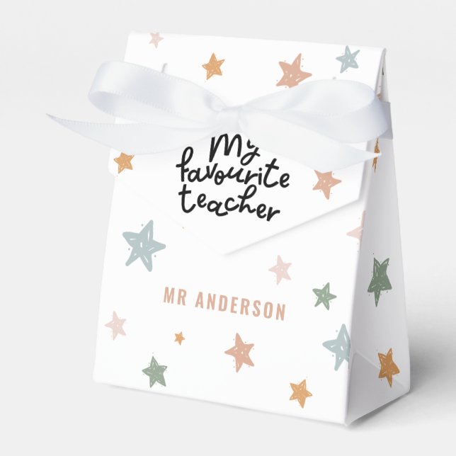 Modern colorful favourite teacher star gift favor boxes (Front Side)