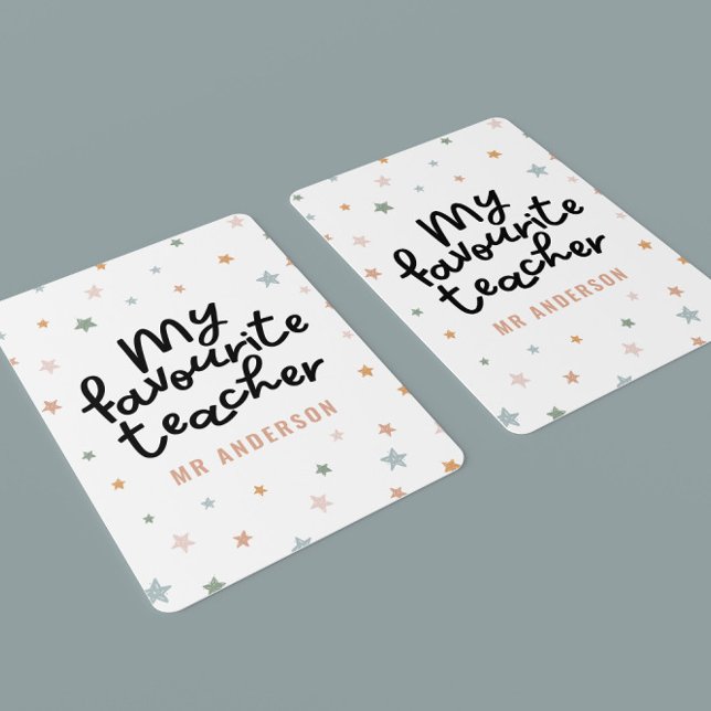 Modern colorful favourite teacher star gift poker cards (Creator Uploaded)