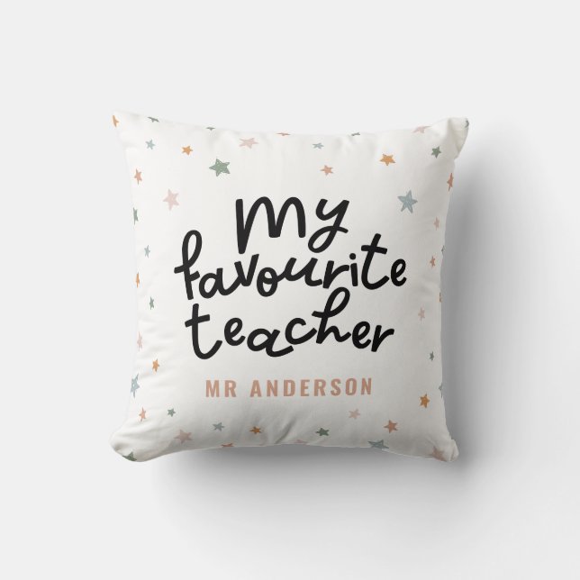 Modern colorful favourite teacher star gift throw pillow (Front)