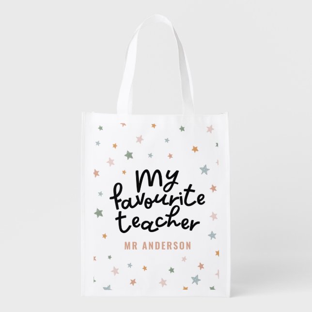 Modern colorful favourite teacher star gift tote b (Front)