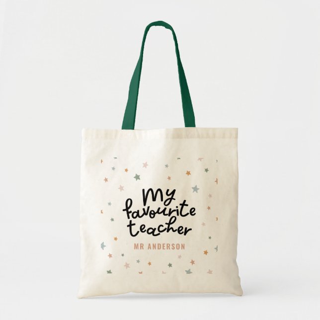Modern colorful favourite teacher star gift tote b bag (Front)