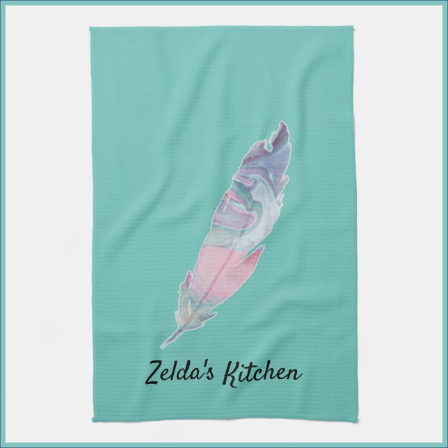 Modern Colorful Feather Kitchen Towel (Creator Uploaded)