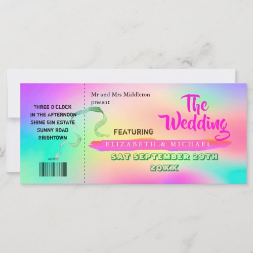 Modern Colorful Festival Pink Rainbow Wedding 