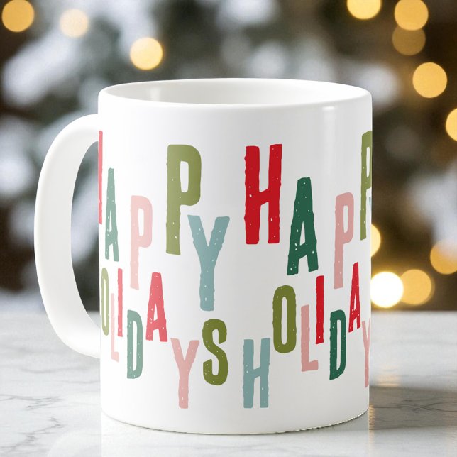 Modern Colorful Festive Happy Holidays Christmas Coffee Mug (Modern Colorful Festive Happy Holidays Christmas Coffee Mug)
