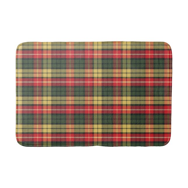 Modern Colorful Festive Plaid Pattern Bath Mat (Front)