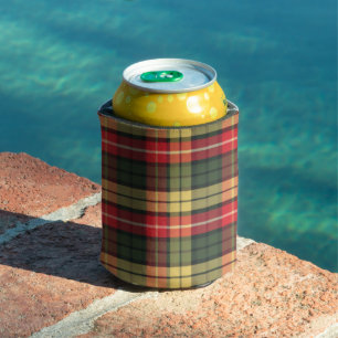 Modern Colorful Festive Plaid Pattern Can Cooler