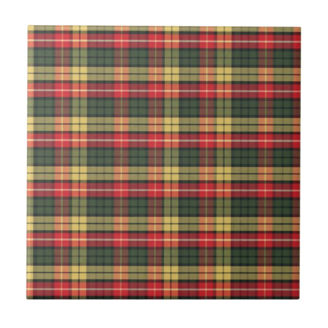 Modern Colorful Festive Plaid Pattern Ceramic Tile (Front)