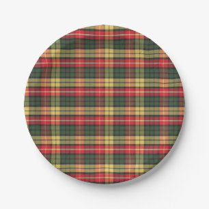 Modern Colorful Festive Plaid Pattern Paper Plates