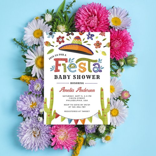Modern Colorful Fiesta Mexican Baby Shower Invitation