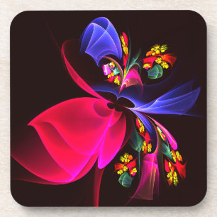 Modern Colorful Floral Abstract Art Pattern #06 Beverage Coaster
