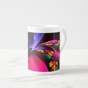 Modern Colorful Floral Abstract Art Pattern #06 Bone China Mug