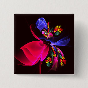 Modern Colorful Floral Abstract Art Pattern #06 Button