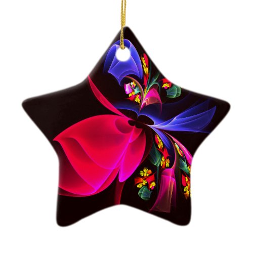 Modern Colorful Floral Abstract Art Pattern #06 Ceramic Ornament