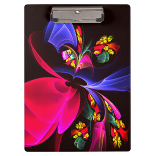 Modern Colorful Floral Abstract Art Pattern #06 Clipboard