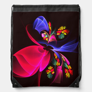 Modern Colorful Floral Abstract Art Pattern #06 Drawstring Bag