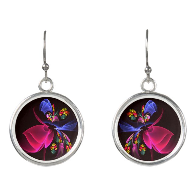 Modern Colorful Floral Abstract Art Pattern #06 Earrings (Front)