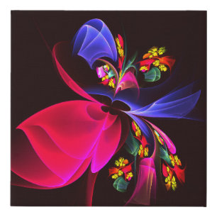 Modern Colorful Floral Abstract Art Pattern #06 Faux Canvas Print