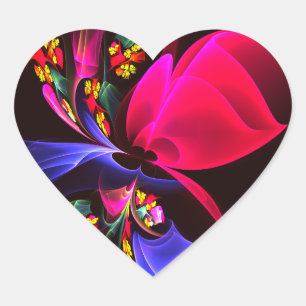 Modern Colorful Floral Abstract Art Pattern #06 Heart Sticker