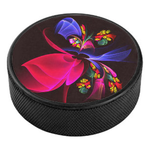 Modern Colorful Floral Abstract Art Pattern #06 Hockey Puck
