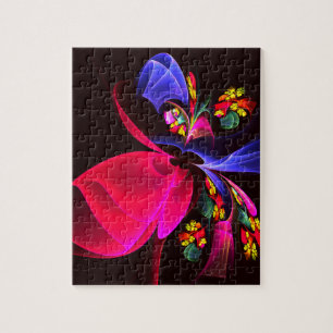 Modern Colorful Floral Abstract Art Pattern #06 Jigsaw Puzzle