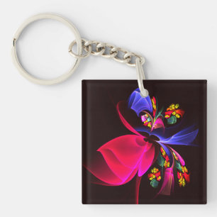 Modern Colorful Floral Abstract Art Pattern #06 Keychain