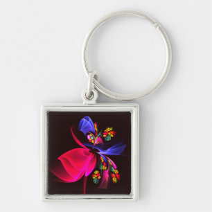 Modern Colorful Floral Abstract Art Pattern #06 Keychain