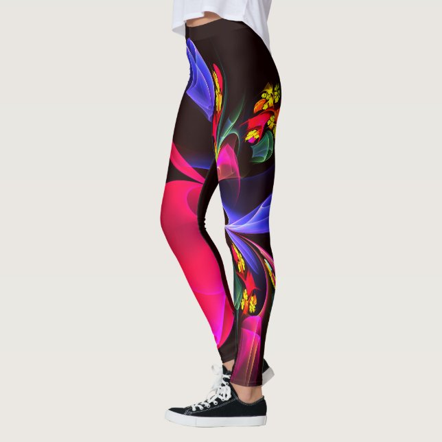 Modern Colorful Floral Abstract Art Pattern #06 Leggings (Left)