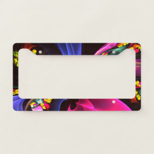 Modern Colorful Floral Abstract Art Pattern #06 License Plate Frame