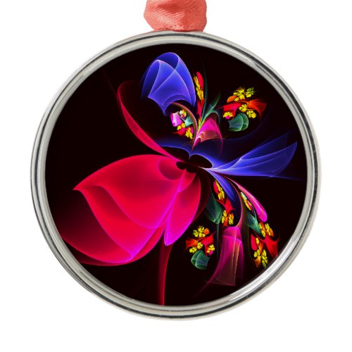 Modern Colorful Floral Abstract Art Pattern #06 Metal Ornament