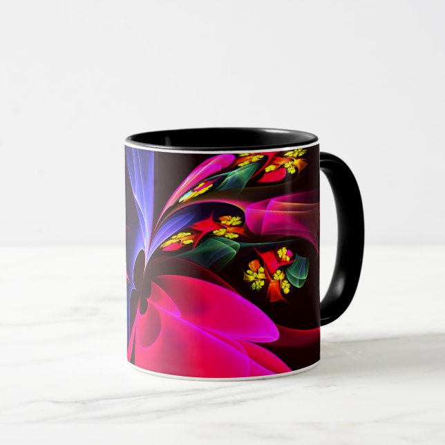 Modern Colorful Floral Abstract Art Pattern #06 Mug (Front Right)