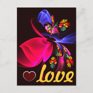Modern Colorful Floral Abstract Art Pattern #06 Postcard