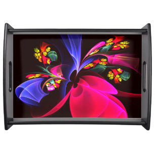 Modern Colorful Floral Abstract Art Pattern #06 Serving Tray