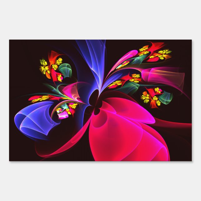 Modern Colorful Floral Abstract Art Pattern #06 Sign (Front)