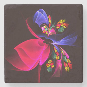 Modern Colorful Floral Abstract Art Pattern #06 Stone Coaster
