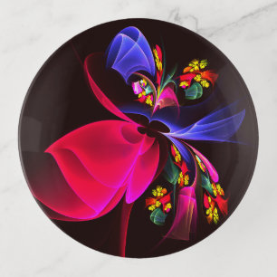 Modern Colorful Floral Abstract Art Pattern #06 Trinket Tray