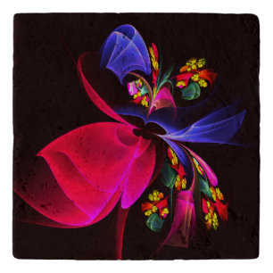 Modern Colorful Floral Abstract Art Pattern #06 Trivet