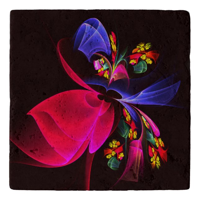 Modern Colorful Floral Abstract Art Pattern #06 Trivet (Front)
