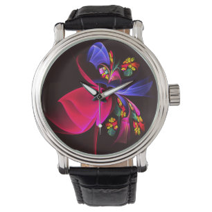 Modern Colorful Floral Abstract Art Pattern #06 Watch