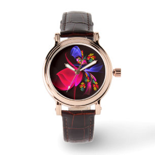 Modern Colorful Floral Abstract Art Pattern #06 Watch