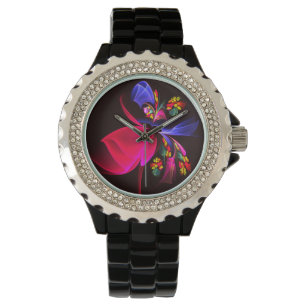 Modern Colorful Floral Abstract Art Pattern #06 Watch