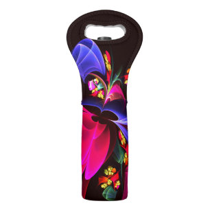 Modern Colorful Floral Abstract Art Pattern #06 Wine Bag