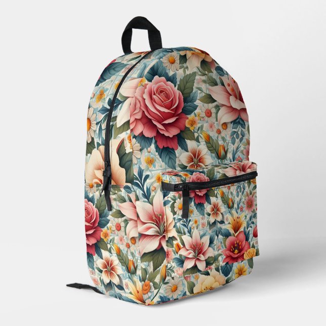 Modern Colorful Floral Backpack (Back Corner Left)