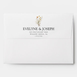 Modern Colorful Floral Bouquet Wildflowers Wedding Envelope