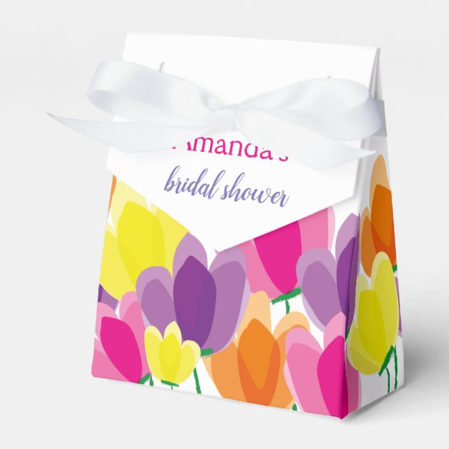 Modern Colorful Floral Bridal Shower  Favor Boxes (Front Side)