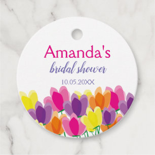 Modern Colorful Floral Bridal Shower Favor Tags