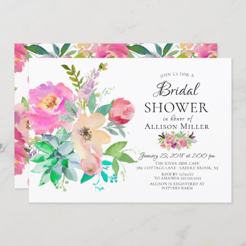 Modern Colorful Floral Bridal Shower Invitations