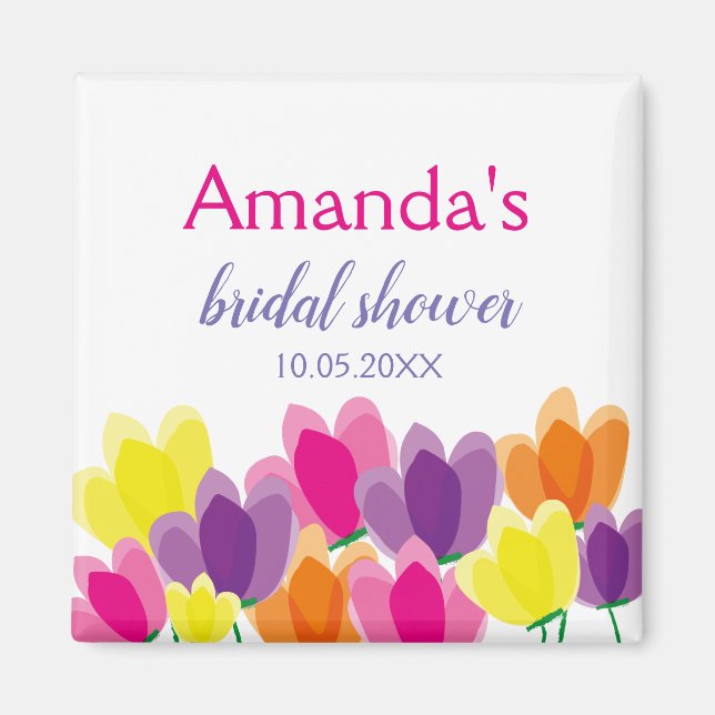 Modern Colorful Floral Bridal Shower Magnet (Front)